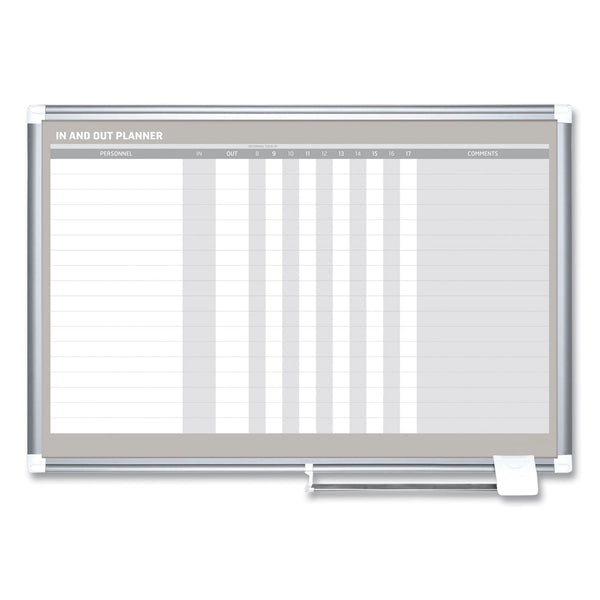 BI-SILQUE VISUAL COMMUNICATION PRODUCTS INC In-Out Magnetic Dry Erase Board, 36 x 24, White Surface, Silver Aluminum Frame