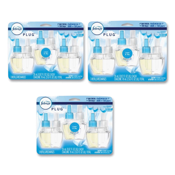 PROCTER & GAMBLE PLUG Air Freshener Refills, Linen and Sky, 2.63 oz, 3/Pack, 3 Packs/Carton