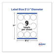 Laser/Inkjet Media Labels, Inkjet/Laser Printers, 2.5" dia, Matte White, 9 Labels/Sheet, 25 Sheets/Pack Flipcost Flipcost