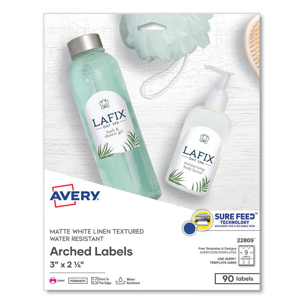 Textured Arched Print-to-the-Edge Labels, Laser Printers, 3 x 2.25, White, 9/Sheet, 10 Sheets/Pack Flipcost Flipcost