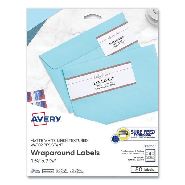 Rectangle Labels, Inkjet/Laser Printers, 7.85 x 1.75, Textured White, 5/Sheet, 10 Sheets/Pack Flipcost Flipcost