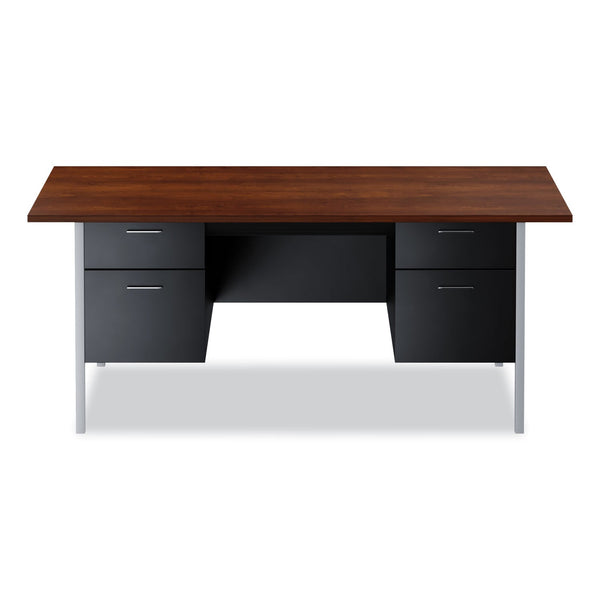 ALERA Double Pedestal Steel Desk, 72" x 36" x 29.5", Mocha/Black