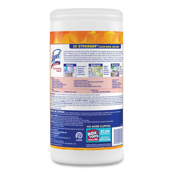 RECKITT BENCKISER Disinfecting Wipes, 1-Ply, 7 x 7.25, Mango and Hibiscus, White, 80 Wipes/Canister, 6 Canisters/Carton