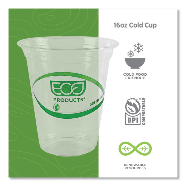 GreenStripe Renewable and Compostable Cold Cups, 16 oz, Clear, 50/Pack, 20 Packs/Carton