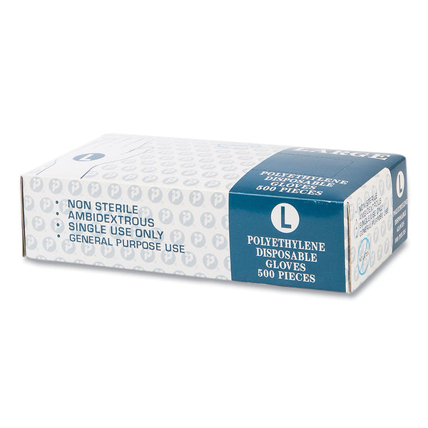 INTEGRATED BAGGING SYSTEMS Embossed Polyethylene Disposable Gloves, Large, Powder-Free, Clear, 500/Box, 4 Boxes/Carton