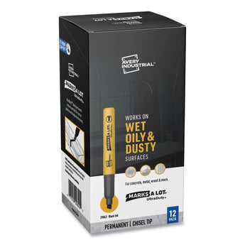 MARKS A LOT UltraDuty Permanent Markers, Medium Chisel Tip, Black, 12/Box Flipcost Flipcost