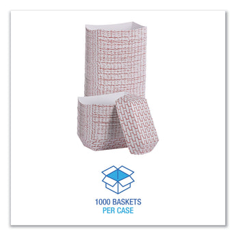 Paper Food Baskets, 6 oz Capacity, 3.78 x 4.3 x 1.08, Red/White, 1,000/Carton