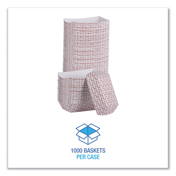 Paper Food Baskets, 6 oz Capacity, 3.78 x 4.3 x 1.08, Red/White, 1,000/Carton