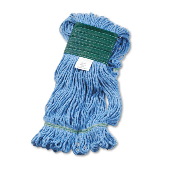 BOARDWALK Super Loop Wet Mop Head, Cotton/Synthetic Fiber, 5" Headband, Medium Size, Blue