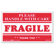 UNIVERSAL OFFICE PRODUCTS Printed Message Self-Adhesive Shipping Labels, FRAGILE Handle with Care, 3 x 5, Red/Clear, 500/Roll