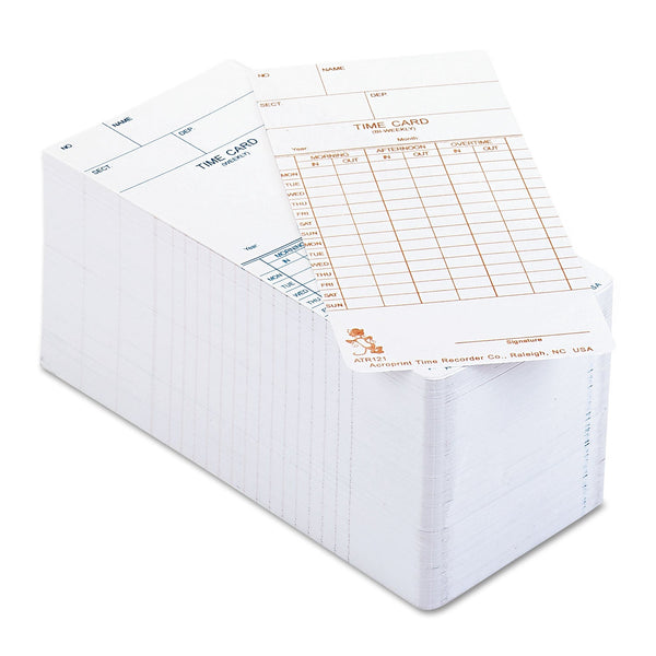 ACRO PRINT TIME RECORDER Time Clock Cards for Acroprint ATR120, Two Sides, 3.5 x 7, 250/Pack